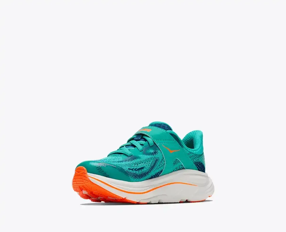 HOKA Clifton 10 Night Glow Blue Electric Aqua (Little Kids)