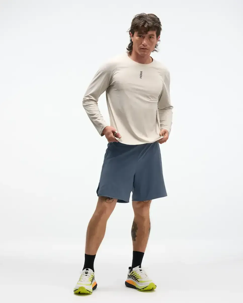 HOKA EveryRun Long Sleeve River Rock Grey