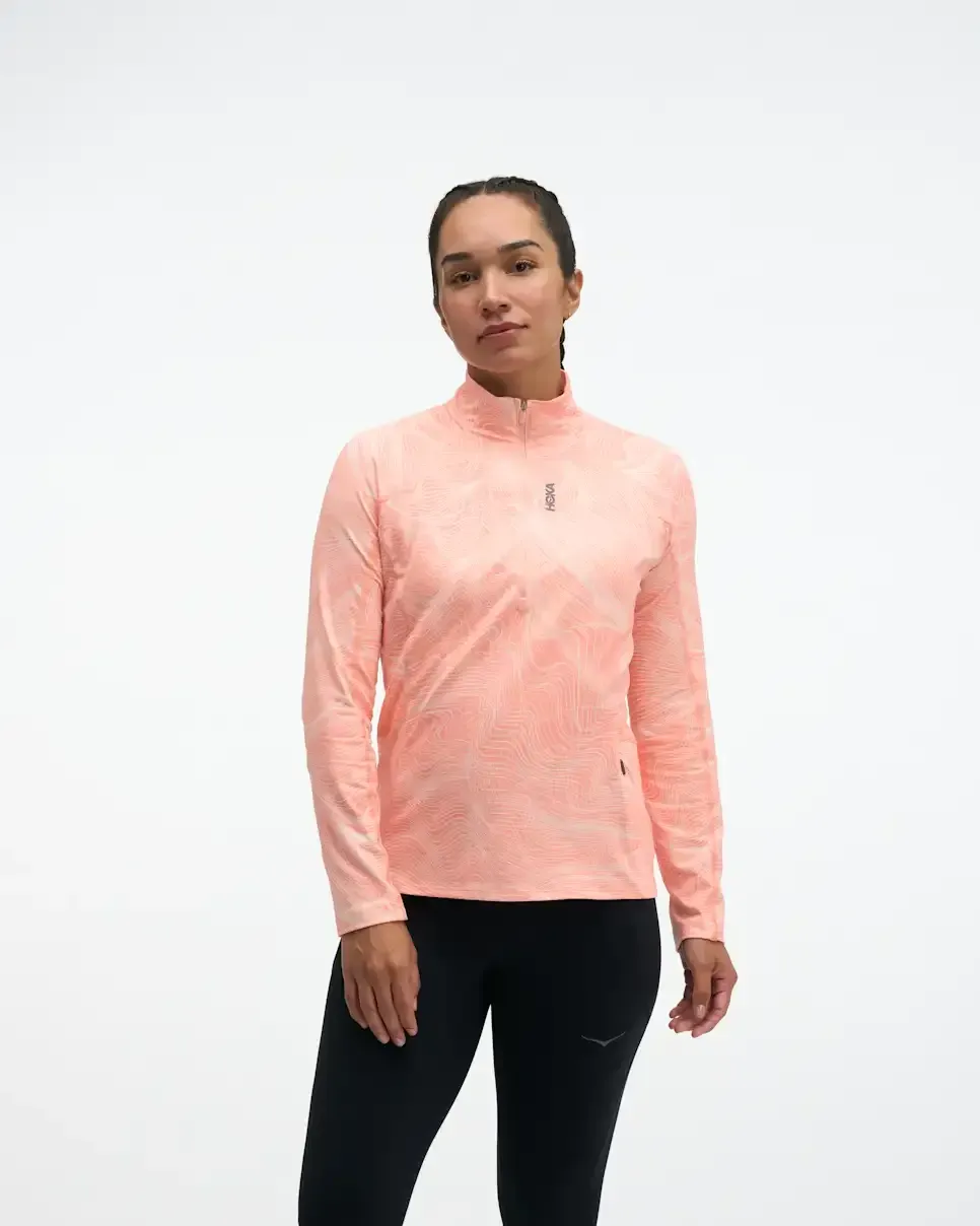 HOKA SkyForm Half Zip Sunstone Prt (Women's)
